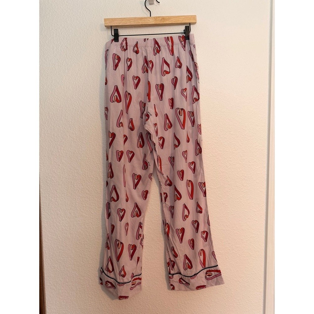Victorias Secret Pink Heart Print Pajama Set Cotton Viscose Long Sleeve Pants M - Picture 10 of 10